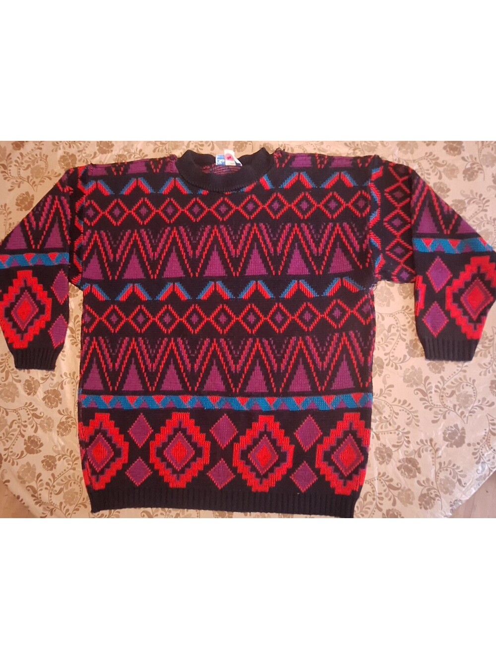 Cheryl Mills All Over Abstract Pattern Pullover Sweater Sz XL (16-18) Vintage